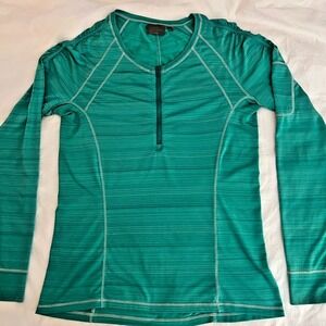 Teal Half Zip Athletic Long Sleeve Top Womens M Moisture Wicking Performance